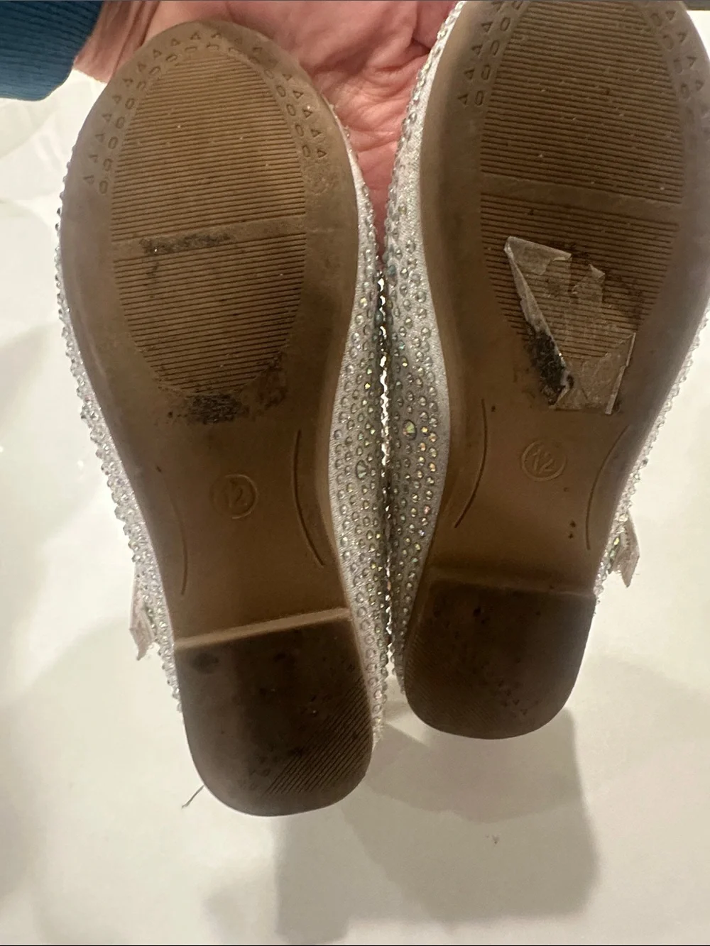 Kelly & Katie Girls' Rhinestone Mary Jane Flats in Silver